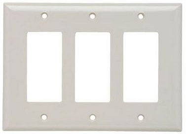 Pass & Seymour SPJ263LA 3-Gang 3-Decorator Light Almond Smooth Thermoset Plastic Junior-Jumbo Wallplate