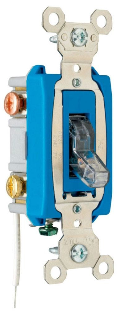 Pass & Seymour PS15AC3CPL Toggle Switch 15A 120/277VAC 3W Pilot Lighted Switch Clear