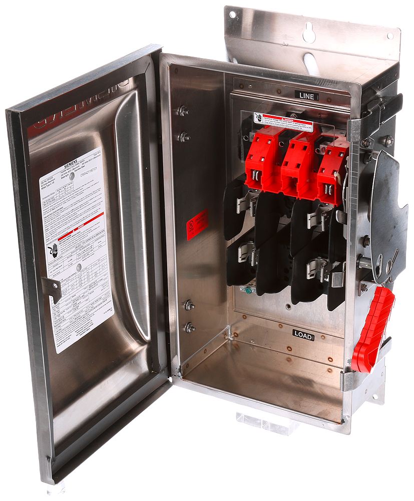 Siemens HF221S Fusible Safety Switch 240 VAC/250 VDC 30 Amp 2-Pole 2-Wire NEMA 4/4X Heavy Duty