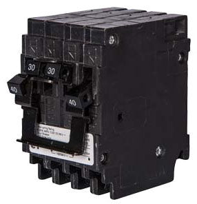 Siemens Q23040CT2 Quadplex Circuit Breaker, 2-Pole 30A-40A Inner-Outer Common-Trip, 120/240V AC, Plug-In, 10kA