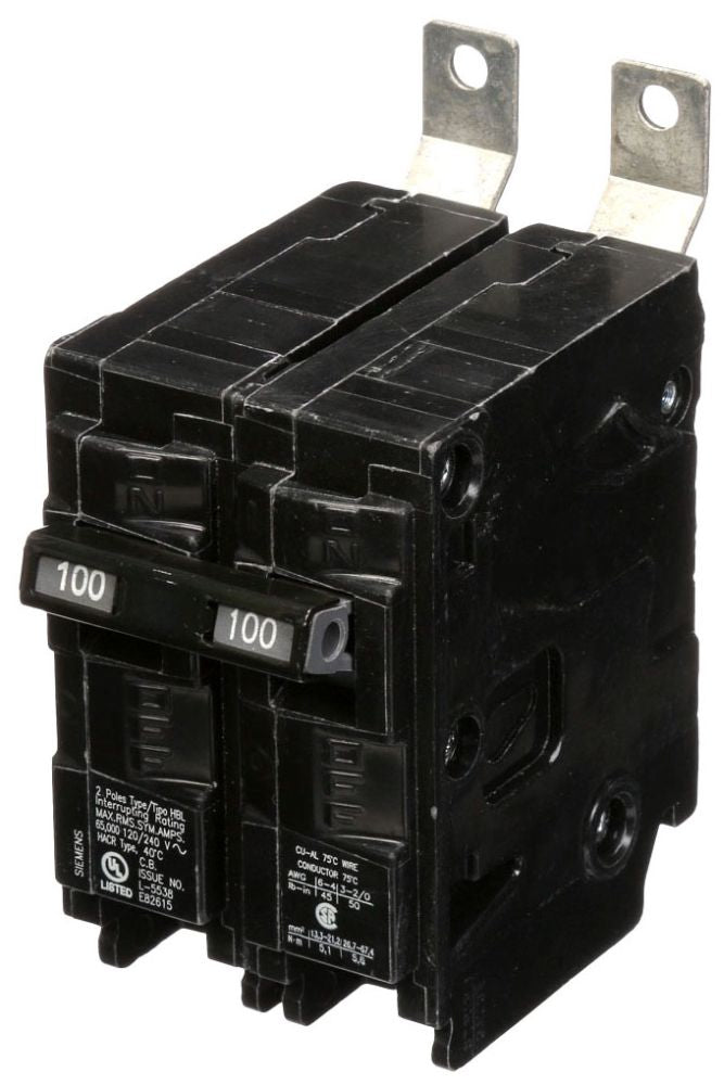 Siemens B2100HH 2-Pole 100 Amp 120/240 VAC 65 kA Bolt-On Molded Case Circuit Breaker