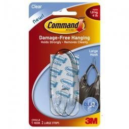 TRUE VALUE 17093CLR Command Hook, Clear, Large, 1-Pk.