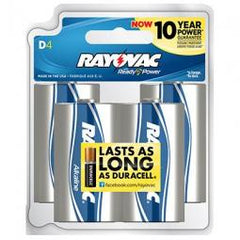 TRUE VALUE 813-4TK Ray-O-Vac D Alkaline Batteries 4-Pk.