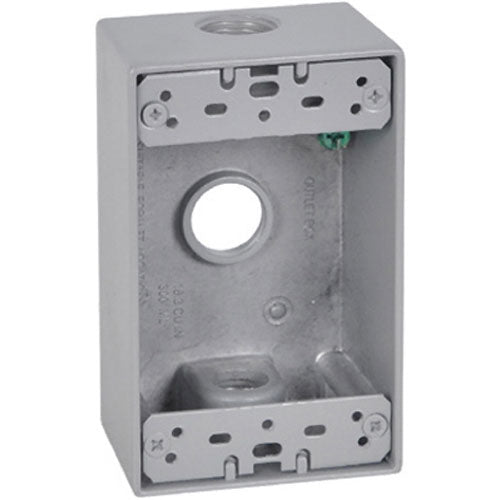 True Value FSB50-3 1 Gang Rectangular Outlet Box, Three 1/2 Holes, Mounting Lugs, Closure Plugs, Ground Screw