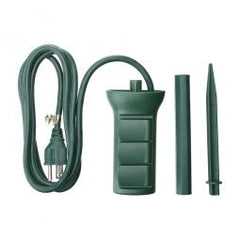 True Value SP-049 Master Electrician Outdoor Power Stake, 3-Outlet, Green, 6-Ft. Cord