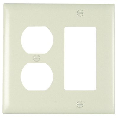 TRUE VALUE TP826LACC12 Wall Plate, 2-Gang, Decorator & Duplex, Light Almond Nylon