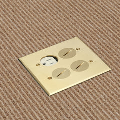 Arlington FLB5541MB Floor Box Kit with Steel Box and Metallic Cover with Four Threaded Plugs Two Gang Brass