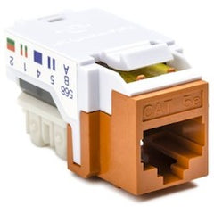 HellermannTyton RJ45FC5E-ORN Category 5e Modular Keystone Jack, Plenum Rated, Orange