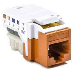 HellermannTyton RJ45FC5E-ORN Category 5e Modular Keystone Jack, Plenum Rated, Orange