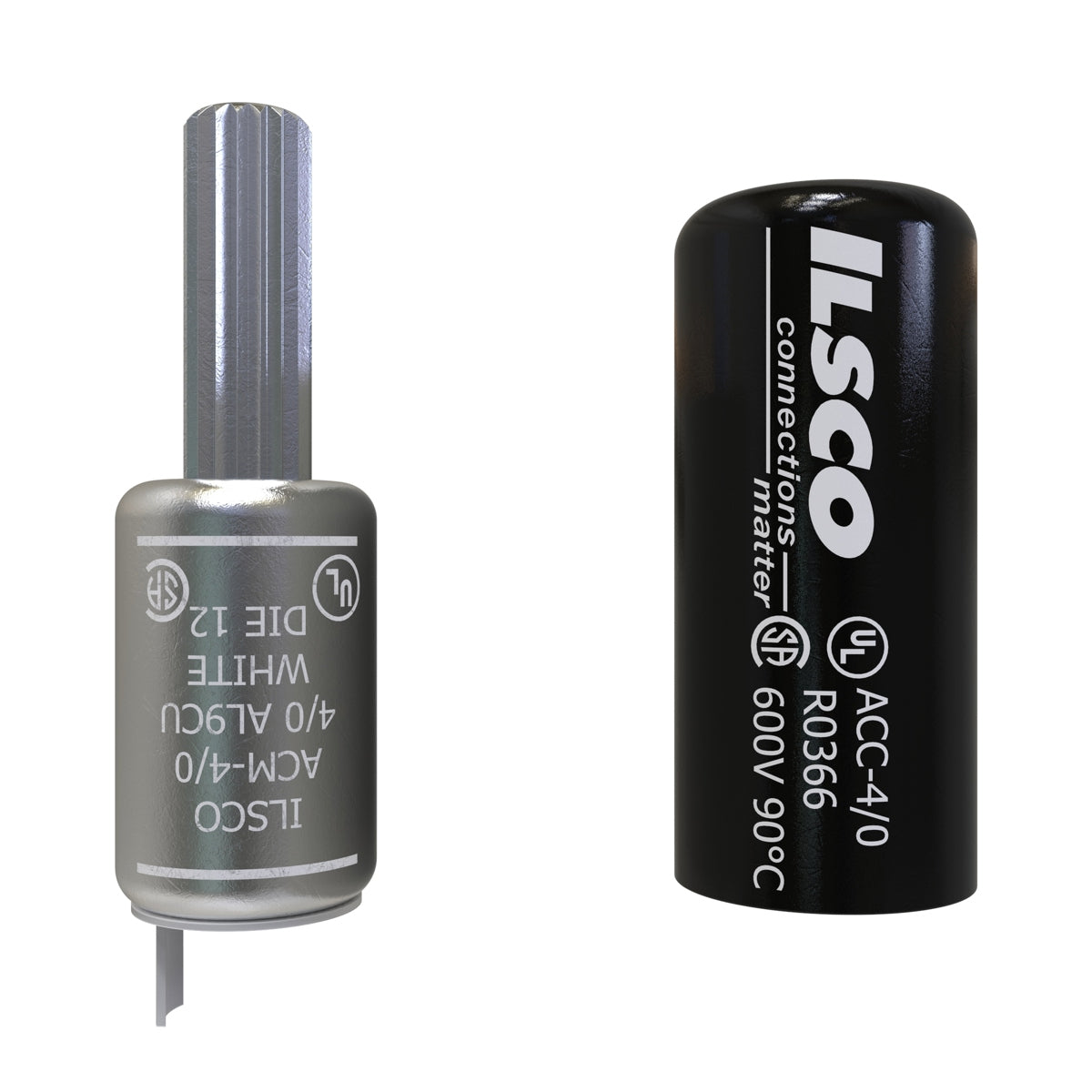 ILSCO ACM-4/0 Aluminum Compression Pigtail Adaptor Conductor Size 4/0 Tin Plated UL CSA