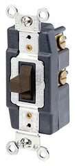 Leviton 1256 120/277 VAC 15 Amp SPDT 2 Hp Brown Thermoplastic Self Grounding Momentary Contact Toggle Quiet Switch