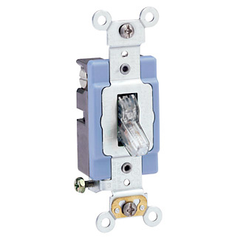 Leviton 1201-PLC Clear Thermoplastic Self Grounding Illuminated Toggle Quiet Switch 15 Amp 120 VAC 1/2 Hp