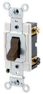 Leviton CSB3-20 Toggle Switch 120/277 VAC 20 Amp 3-Way Brown