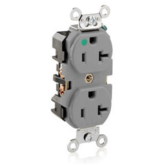 Leviton 8300-GY 20 Amp, 125 Volt, Extra Heavy Duty Hospital Grade Duplex Receptacle, Straight Blade, Self Grounding, Gray