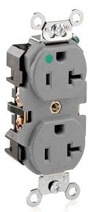 Leviton 8300-GY 20 Amp, 125 Volt, Extra Heavy Duty Hospital Grade Duplex Receptacle, Straight Blade, Self Grounding, Gray