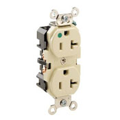 Leviton 8300-GY 20 Amp, 125 Volt, Extra Heavy Duty Hospital Grade Duplex Receptacle, Straight Blade, Self Grounding, Gray