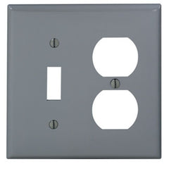 Leviton 80705-GY 2-Gang 1-Toggle 1-Duplex Device Combination Wallplate Standard Size Thermoplastic Nylon Gray