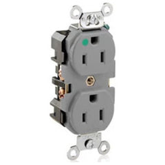 Leviton 8200-GY Extra Heavy Duty Hospital Grade Duplex Receptacle 15-Amp 125-Volt NEMA 5-15R