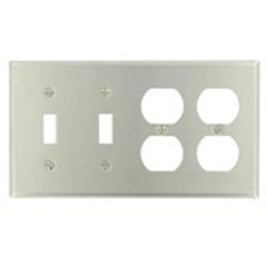 Leviton 84045-40 Combination Wallplate Standard Size 4 Gangs 302 Stainless Steel