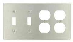 Leviton 84045-40 Combination Wallplate Standard Size 4 Gangs 302 Stainless Steel