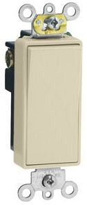 Leviton 5691-2I 15 Amp 120/277 Volt Decora Plus Rocker 1-Pole Commercial Spec Grade Self Ivory AC Quiet Switch