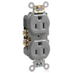 Leviton BR15-GY 15 Amp 125 Volt Narrow Body Duplex Receptacle Self Grounding Gray