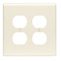 Leviton 80516-T 2-Gang Duplex Device Receptacle Wallplate Midway Size Light Almond