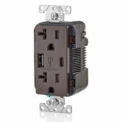 Leviton T5833-B Combination Duplex Receptacle Outlet and USB Charger 20 Amp 125 Volt