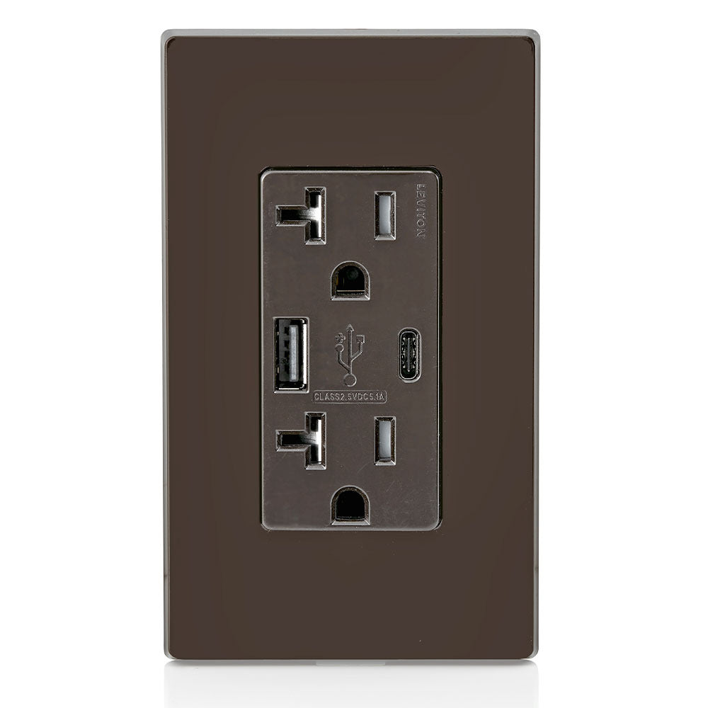 Leviton T5833-B Combination Duplex Receptacle Outlet and USB Charger 20 Amp 125 Volt