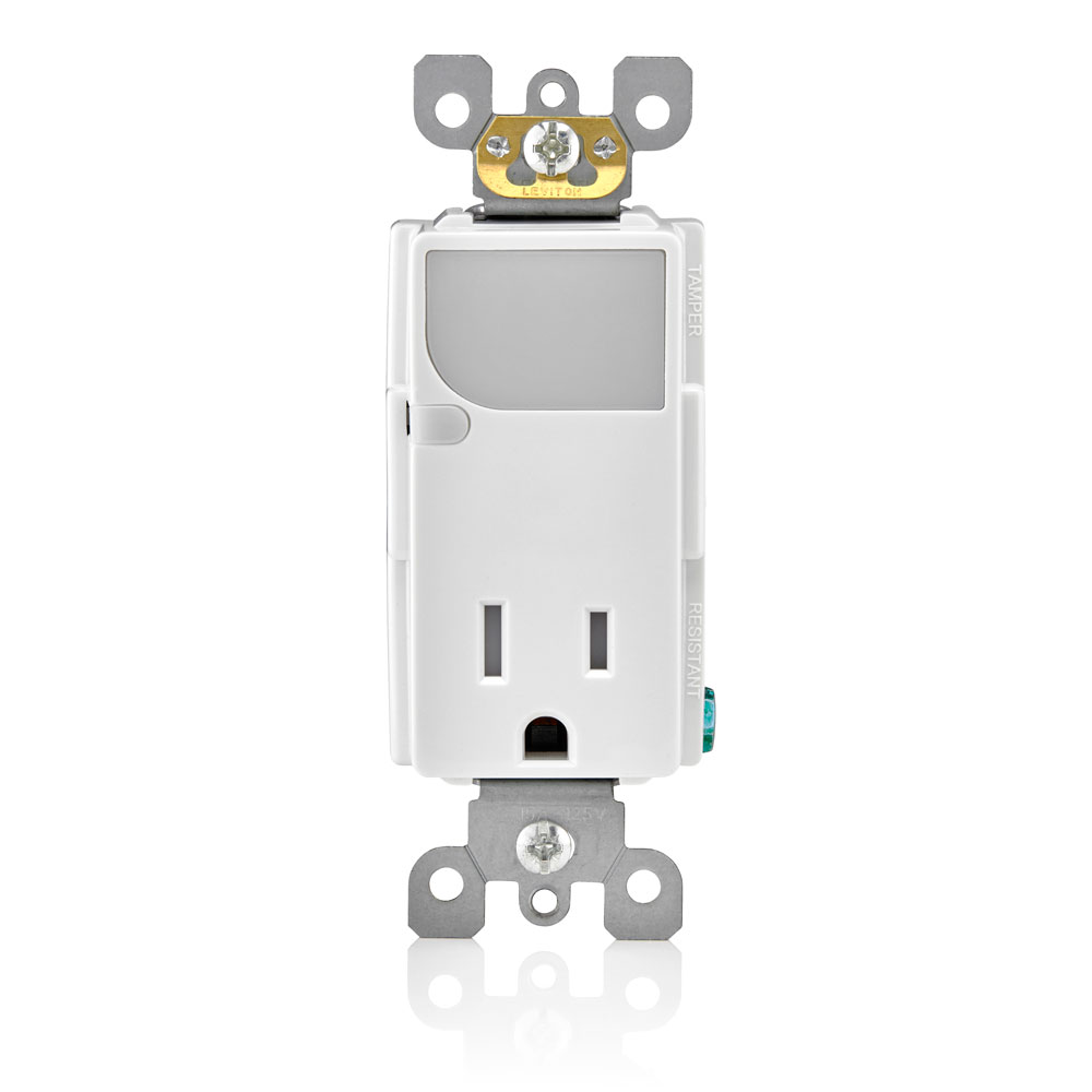 Leviton T6525-W Decora Combination Decora Tamper Resistant Receptacle With LED Guide Light 15A 125V