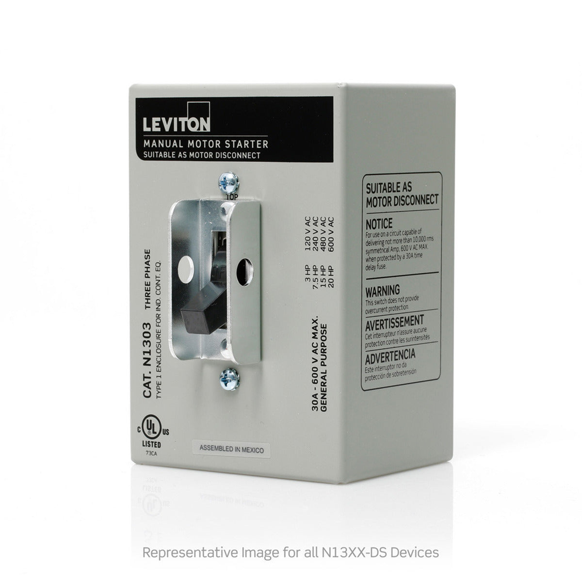 Leviton N13NC-DS GY 1 Metal Encl For MS 600 VAC