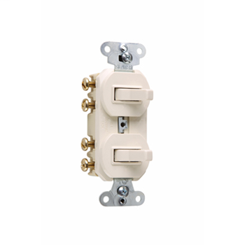 Pass & Seymour 693LA 15 Amp 120/277 VAC 3-Way Light Almond Non-Grounding Duplex Combination Switch