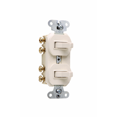 Pass & Seymour 693LA 15 Amp 120/277 VAC 3-Way Light Almond Non-Grounding Duplex Combination Switch