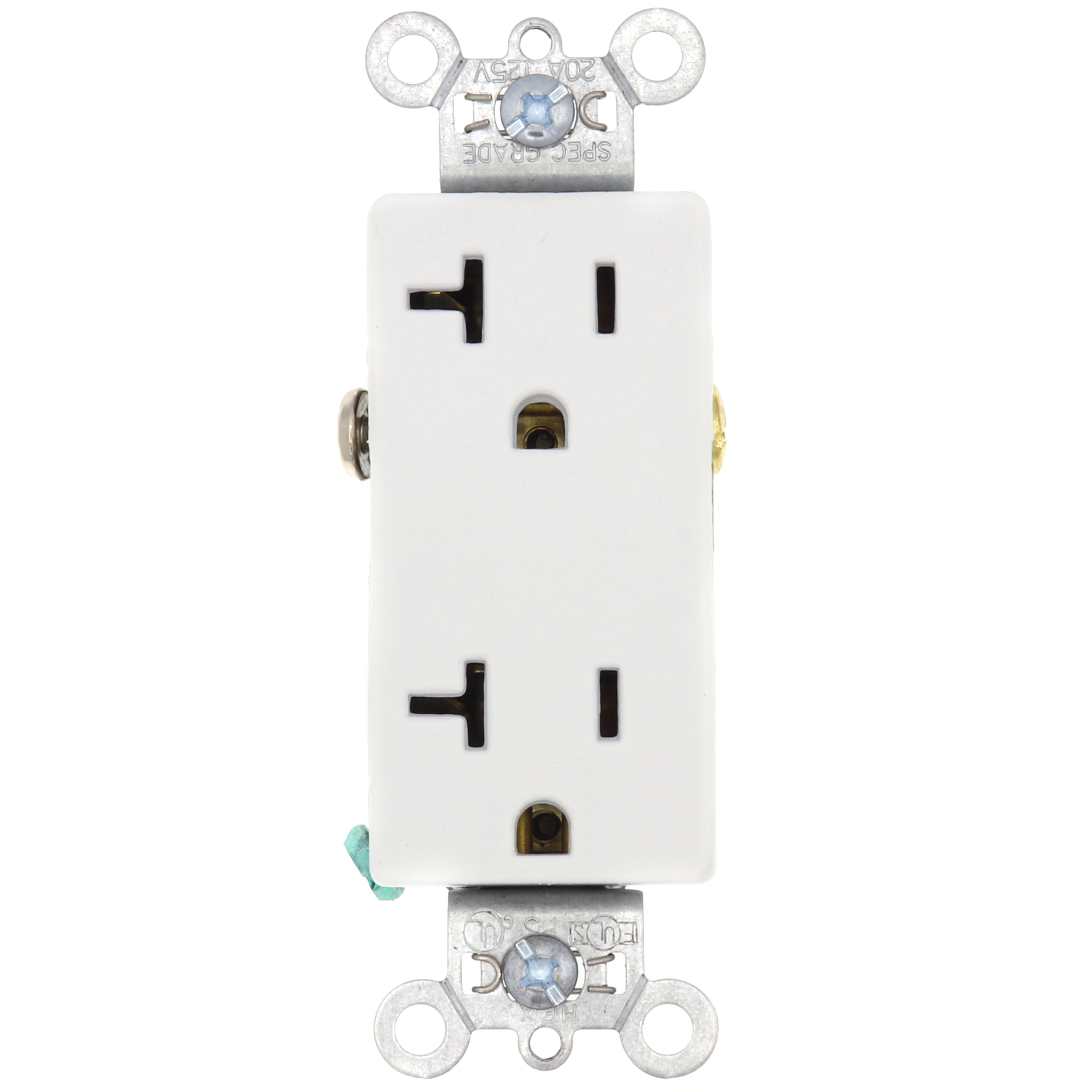 Pass & Seymour 26352W Heavy-Duty Decorator Spec Grade Receptacles w/ Back & Side Wire - 20A White (125V)