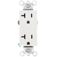 Pass & Seymour 26352W Heavy-Duty Decorator Spec Grade Receptacles w/ Back & Side Wire - 20A White (125V)