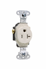 Pass & Seymour TR5351LA 20 Amp 125 VAC 2-Pole 3-Wire NEMA 5-20R Light Almond Nylon Face Tamper-Resistant Single Receptacle