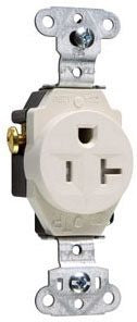 Pass & Seymour TR5351LA 20 Amp 125 VAC 2-Pole 3-Wire NEMA 5-20R Light Almond Nylon Face Tamper-Resistant Single Receptacle