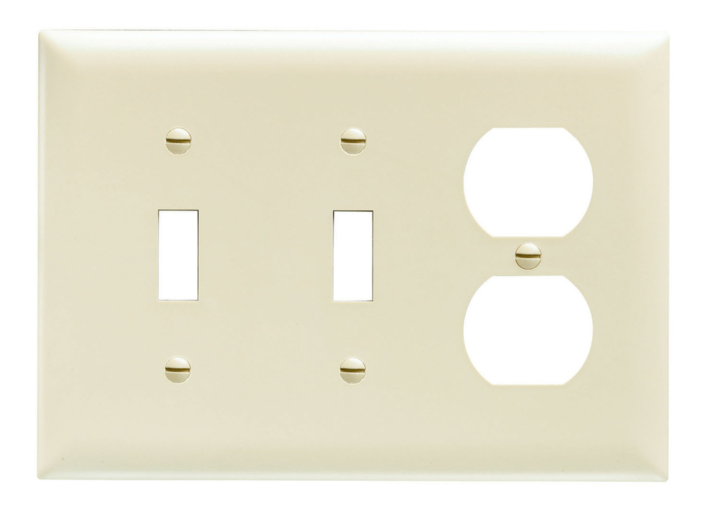 Pass & Seymour TP28GRY 3Gang Wall Plate, 2-Toggle / 1-Duplex