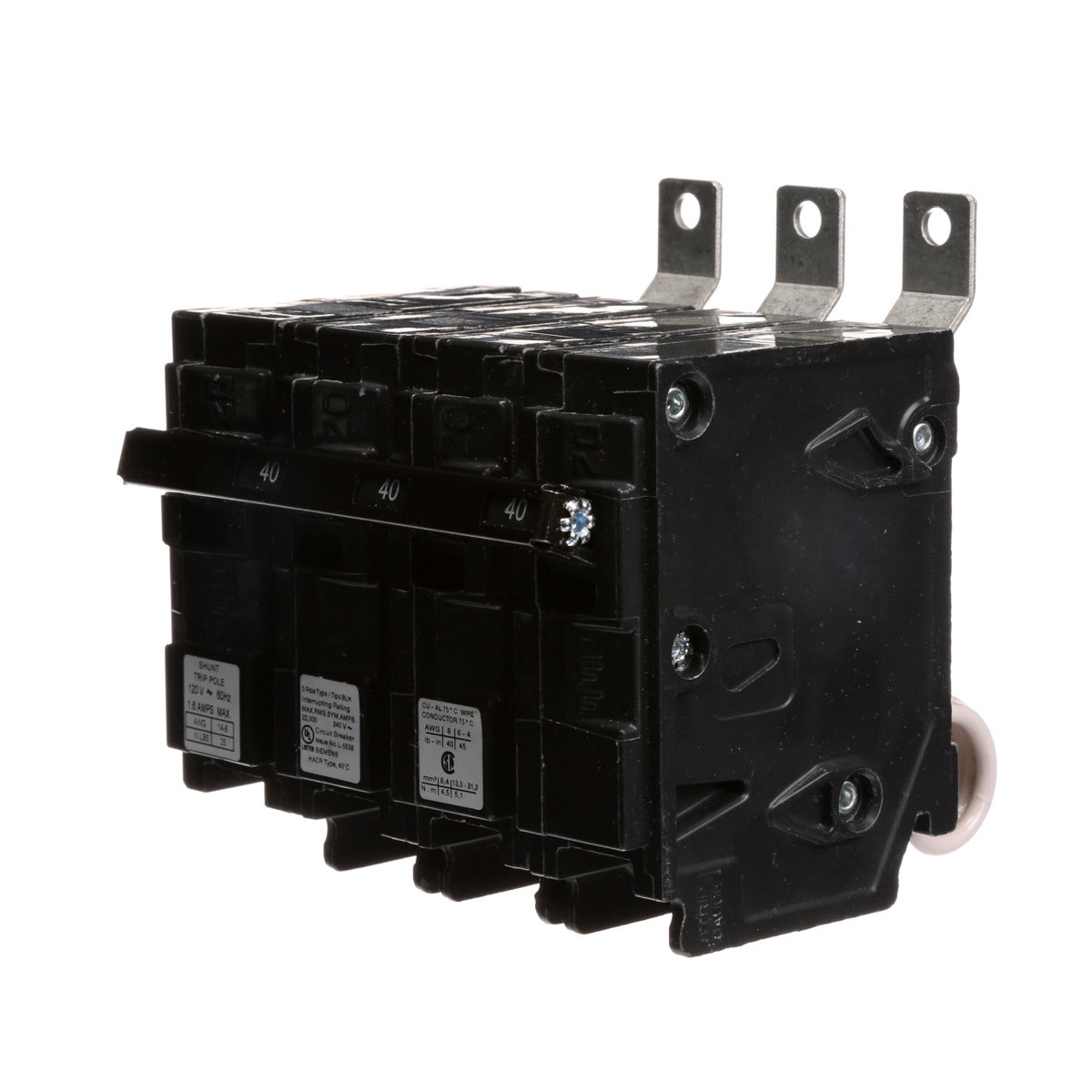 Siemens B340H00S01 240 Volt 40 Amp 22 Kaic 3-Pole Type Blh Circuit Breaker with 120 Volt Shunt