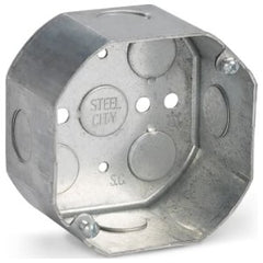 Steel City 54171-1/2-25 Octagon Box 22.5 Cubic Inches 4 Inch Diameter 1/2 Inch Knockouts