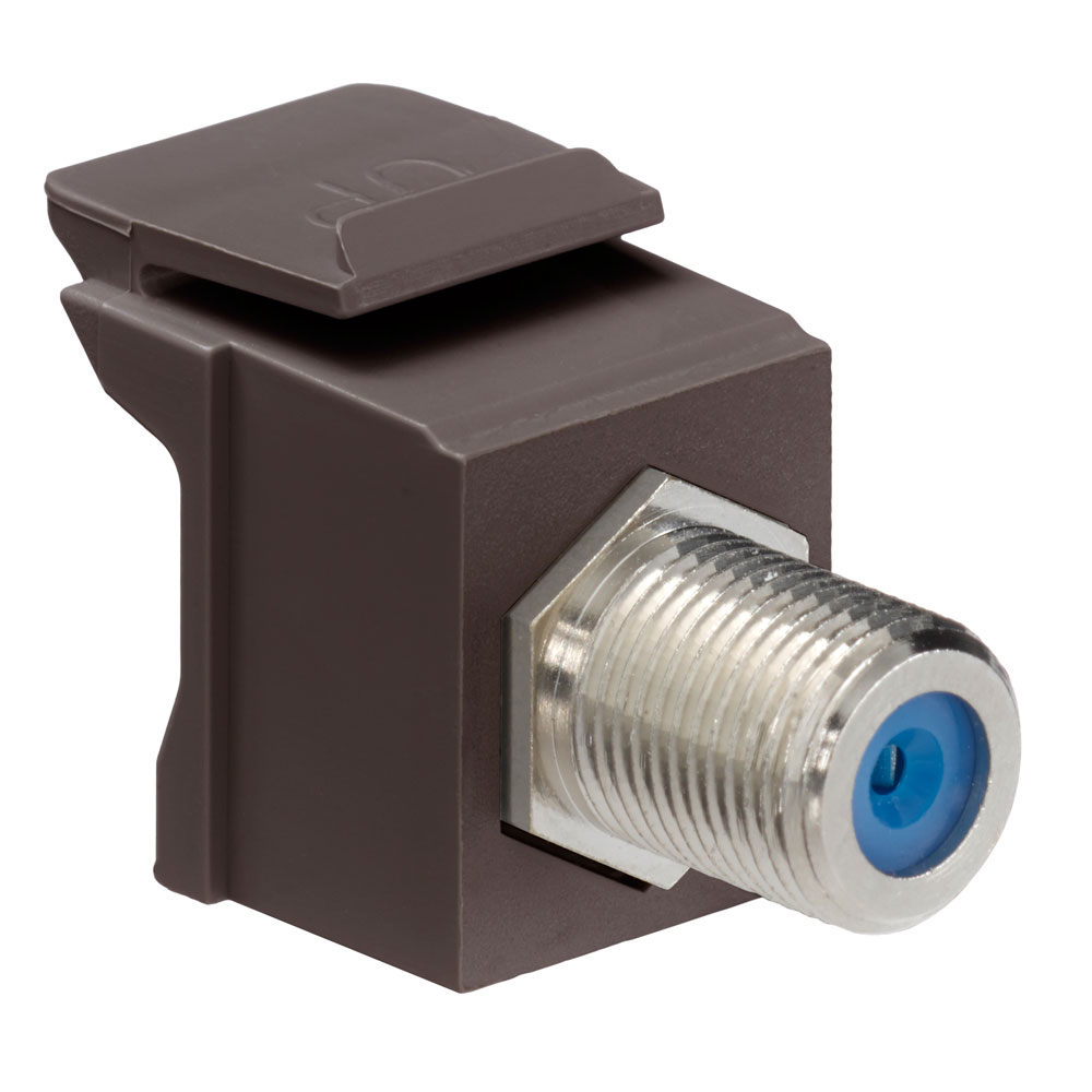 Leviton 41084-FBF QuickPort Snap-In F-Type Adapter, 75 Ohm Feed Through F-Connector, Brown