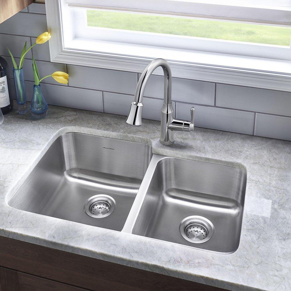 American Standard 18CR.9312000T.075 Reliant 31 x 20 in. No Hole Stainless Steel Double Bowl Undermount Kitchen Sink