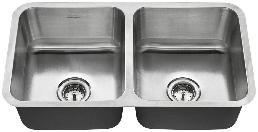 American Standard 18DB.9321800T.075 32 x 18 Stainless Steel Double Bowl Undermount Kitchen Sink - Drains Included