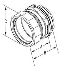 Bridgeport 257-RTI2 EMT Raintight Compression Connector, 3 Inch