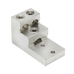 BURNDY K21A36U2 Aluminum Universal Terminal, 2 Hole, Three: 2 AWG (Str)-600 kcmil, 3/8 Stud, 1.38 Stud Hole Spacing, 3 Screws, Al/Cu Rated, Tin Plated.