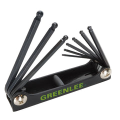 Greenlee 0254-12 4-3/8 9-Piece Powder Coated Folding Ball End Hex Key Set