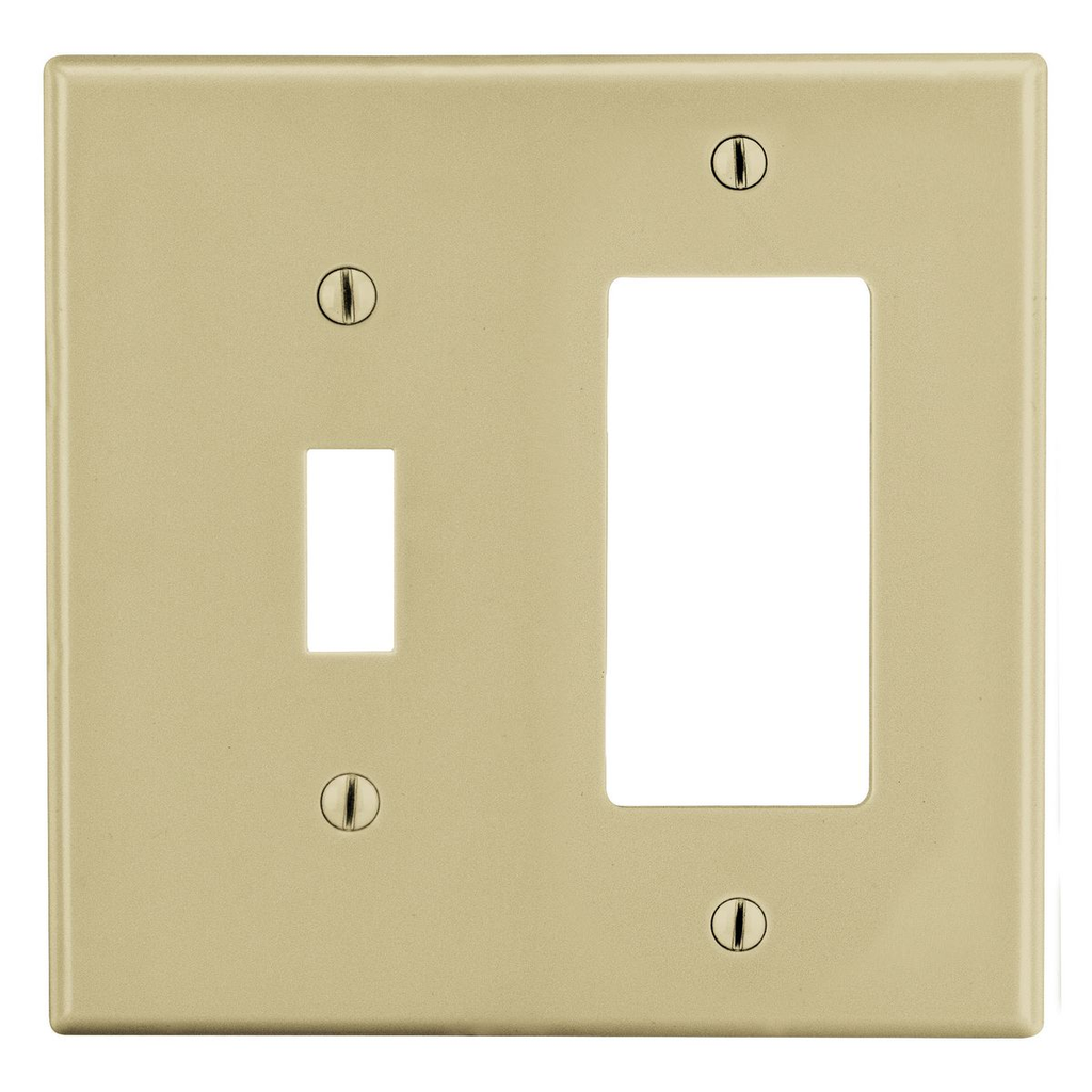 Hubbell Wiring Device-Kellems P126I Wallplate, Standard, 2-Gang, (1) Toggle (1) Receptacle