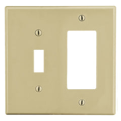 Hubbell Wiring Device-Kellems P126I Wallplate, Standard, 2-Gang, (1) Toggle (1) Receptacle