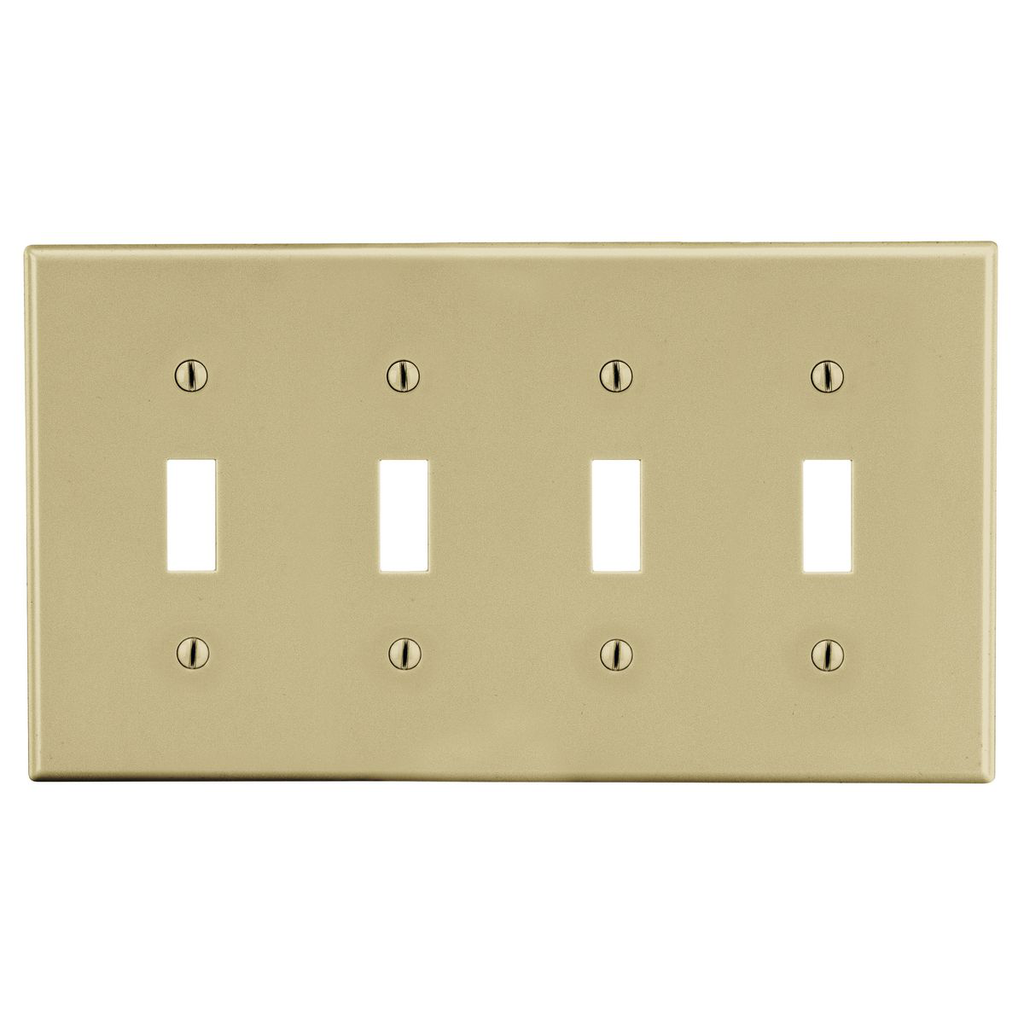 Hubbell PJ4I Hubw Wallplate, M-Size, 4-G, 4) Tog, Iv 4G Switch Wallplate