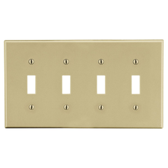 Hubbell PJ4I Hubw Wallplate, M-Size, 4-G, 4) Tog, Iv 4G Switch Wallplate